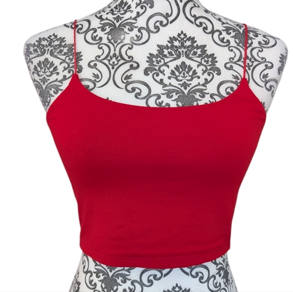 Aritzia Wilfred Free Tiny Tank Y2K Cropped Women Small Dainty Fairy Stretchy Red - Picture 2 of 7
